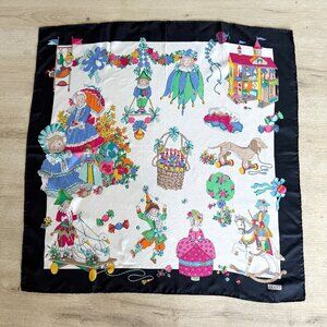 Vintage Gucci Silk Scarf Childrens Toy Print Multicolor Collectible